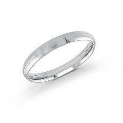 10, 14, 18 Karat White Gold 3mm high polish rounded dome light comfort fit wedding band