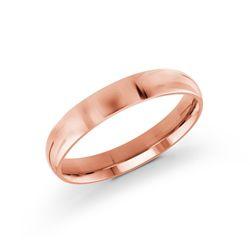 10, 14, 18 Karat Pink Gold 4mm high polish rounded dome light comfort fit wedding band