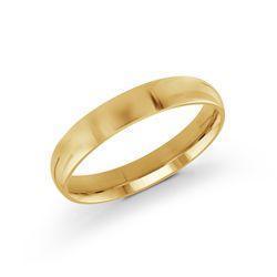 10, 14, 18 Karat Yellow Gold 4mm high polish rounded dome light comfort fit wedding band