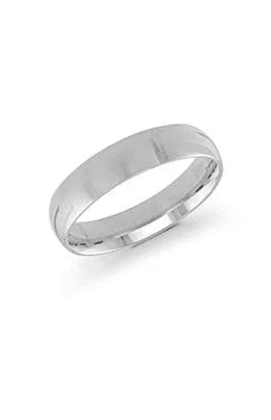 Platinum 5mm high polish rounded dome light comfort fit wedding band