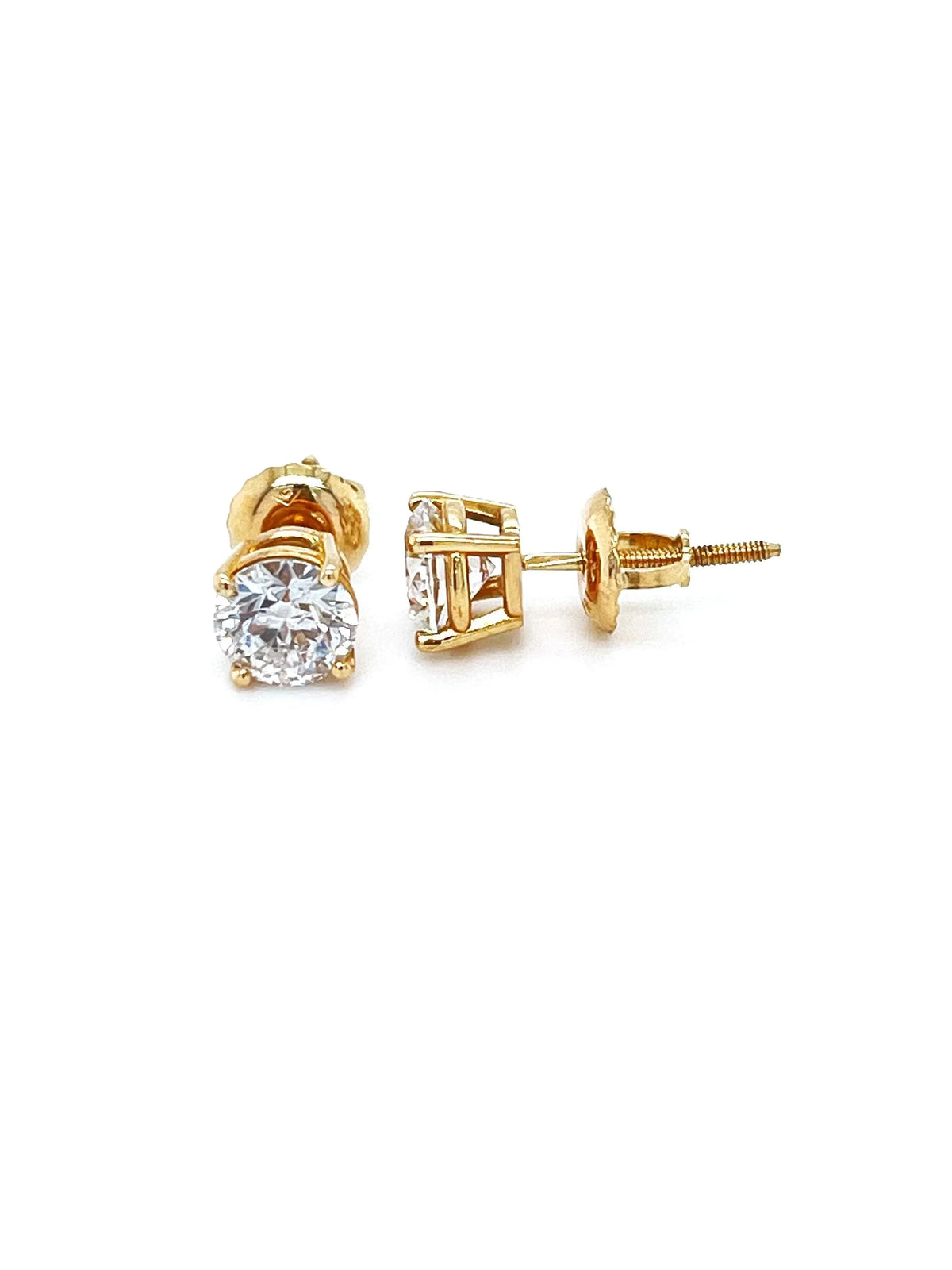 14K Yellow Gold 1.04CT Lab Grown Diamond Solitaire Earrings
