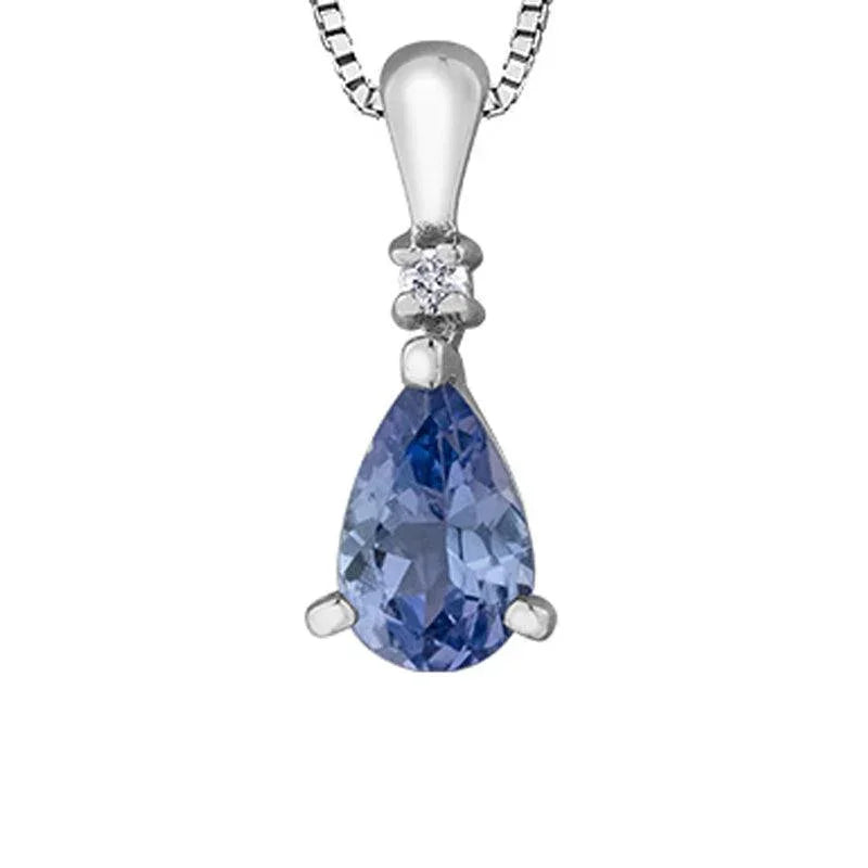 10K White Gold Tanzanite and Diamond Infinity Teardrop Pendant