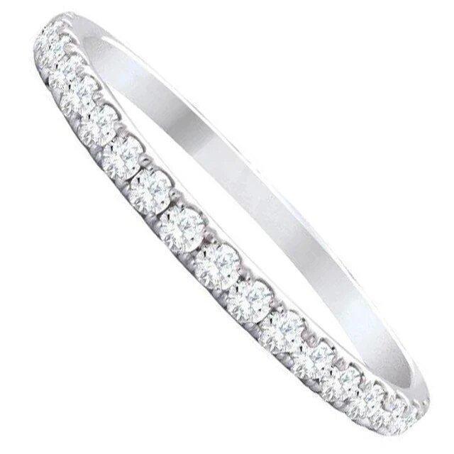 14K White Gold 0.33TDW Diamond Claw Set Semi Eternity Band