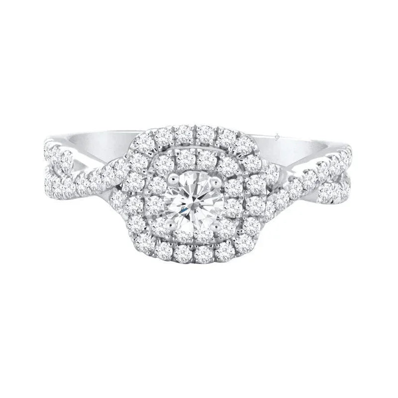 14K White Gold 0.90TDW Diamond Solitaire Infinity Style Bridal set