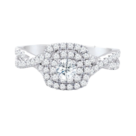 14k White Gold 0.90TDW Diamond Solitaire Infinity Style Bridal set