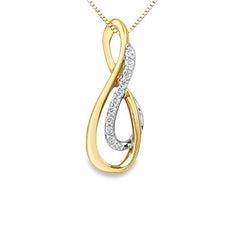 0.07TDW Sparkling Diamond Drop Infinity Pendant in 10K Yellow Gold