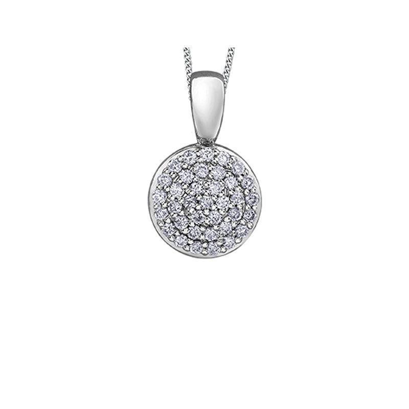 10K White Gold 0.15TDW Diamond Round Pave Disc Pendant