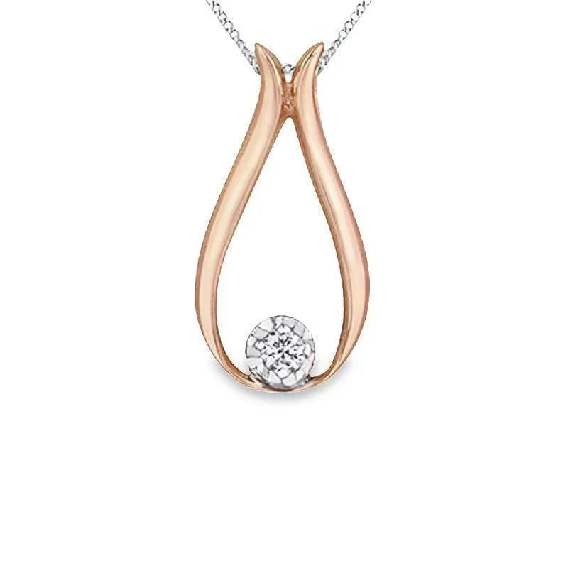 Dazzling 0.034TDW Canadian Diamond Teardrop Pendant in 10K Rose Gold