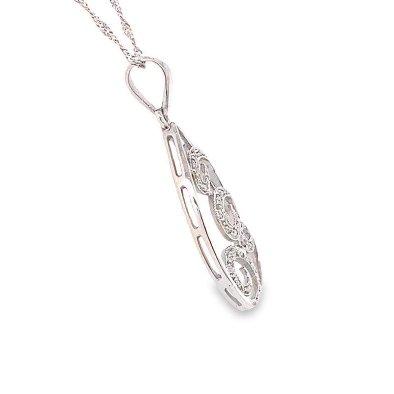 10K White Gold 0.12TDW Diamond Fancy Pendant