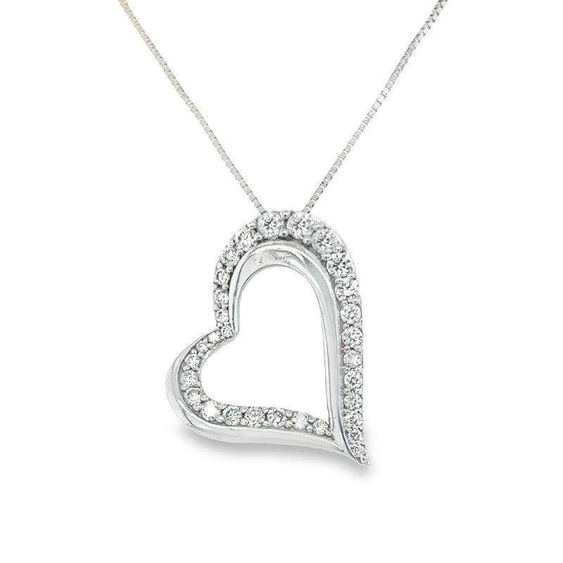 10K White Gold Diamond Heart Pendant with 0.40 Total Diamond Weight