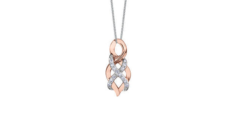 10K Rose and White Gold 0.08TDW Diamond Fancy Infinity Style Pendant