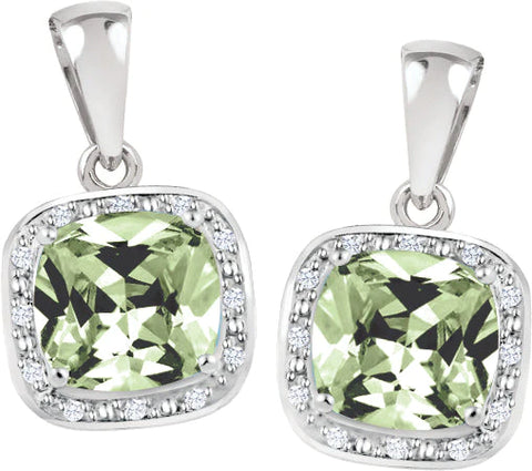 August Birthstone Earring with Diamond Accent set in Sterling Silver