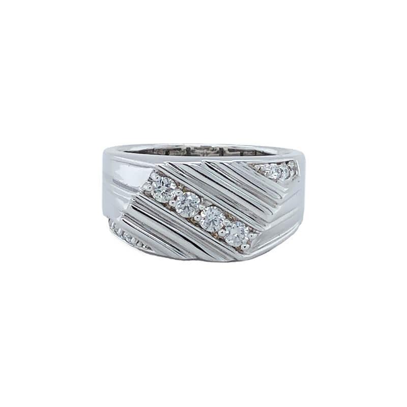 14K White Gold 0.50TDW Diamond Mens Ring