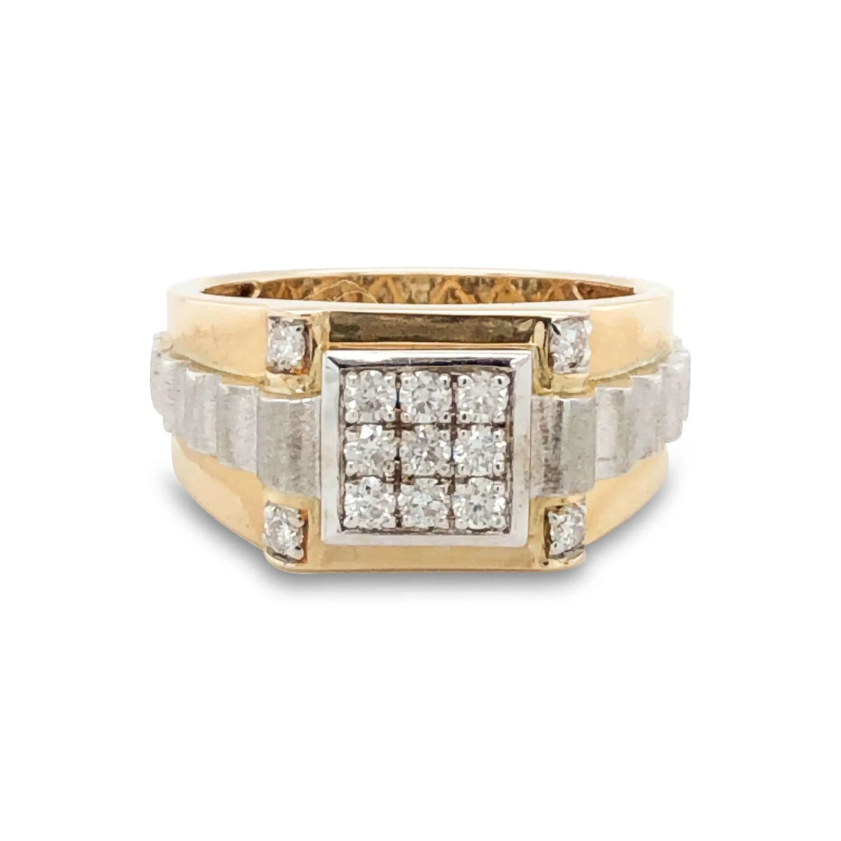 14K Yellow and White Gold 0.50TDW Diamond Mens Ring