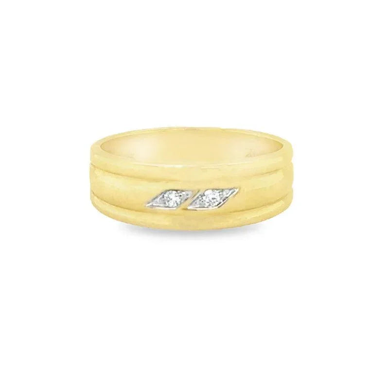 10K Yellow gold and 0.05TDW Diamond Mens Band