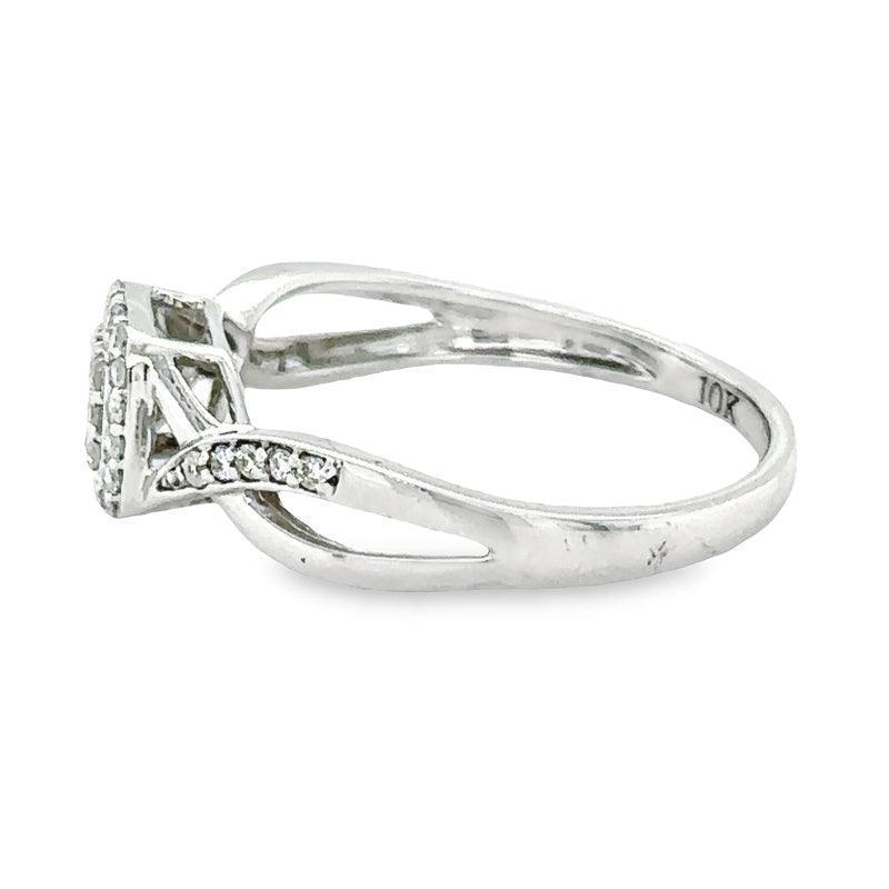 0.20TDW Diamond  10K White Gold Square Ring