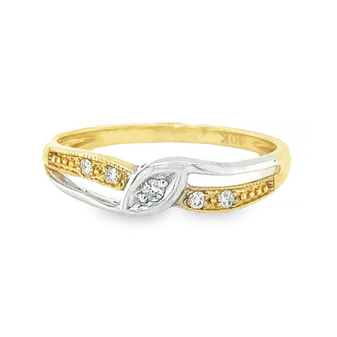 10K Yellow and White Gold 0.06TDW Diamond Promise Ring