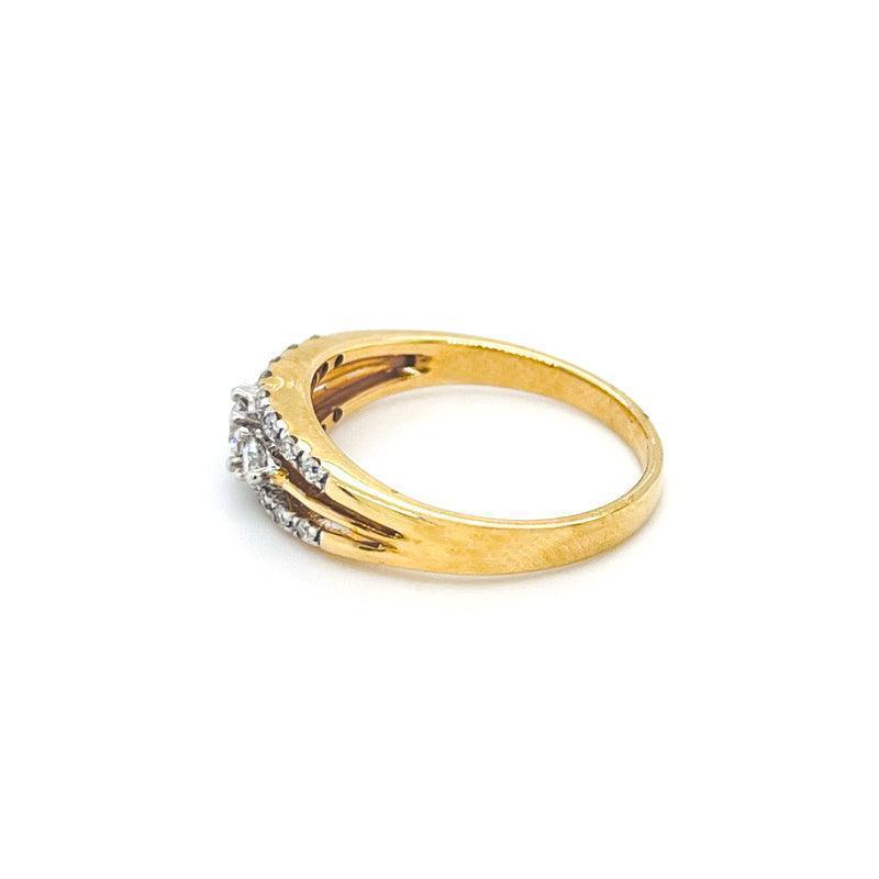 10K Yelow Gold 0.40TDW Diamond Past Present Future Ring with Accent Diamonds