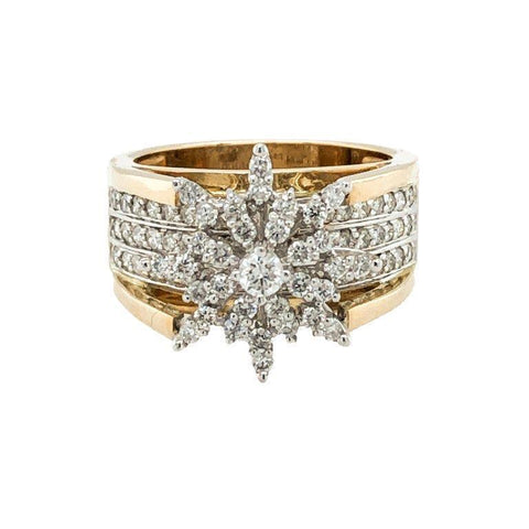 1.00 Ct TDW Diamond 10K Yellow Gold Star Burst Special Ring