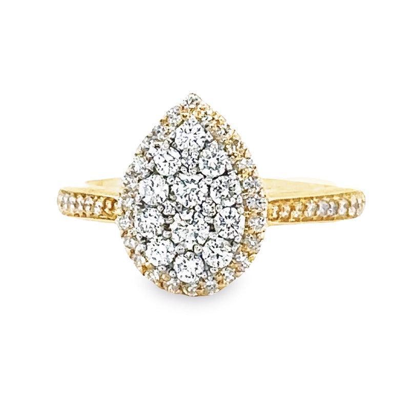 0.75TDW Diamond Pear Shape Ring in 10K Yellow Gold