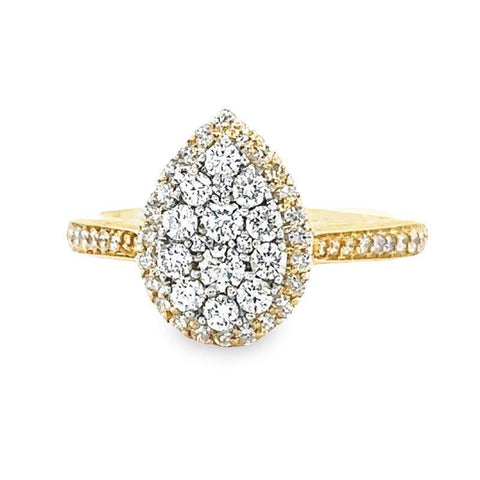 0.75TDW Diamond Pear Shape Ring in 10K Yellow Gold