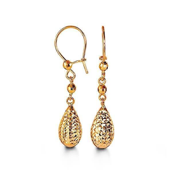 10K Yellow Gold Long Pear Drop Earrings
