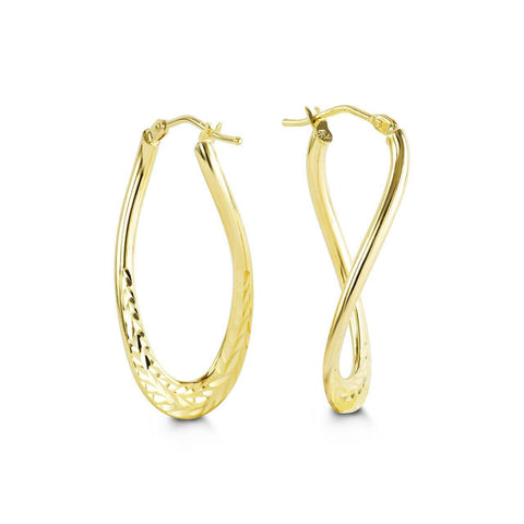 10K Yellow Gold Infinity Style Hoop Earrings