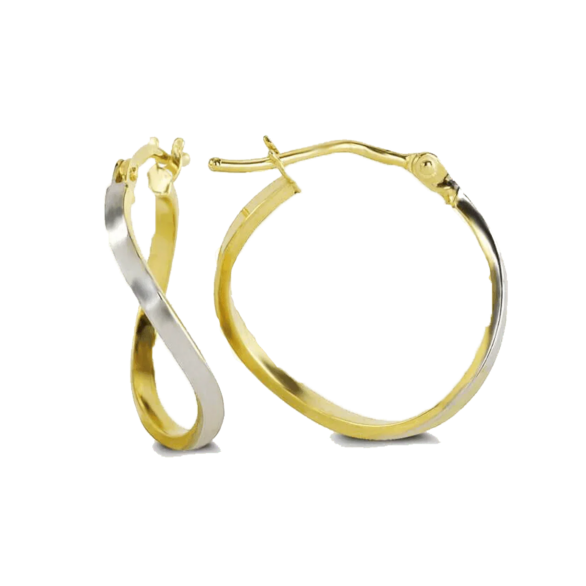 10K White And Yellow Gold Fancy Hoop Earrings