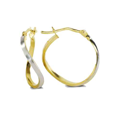 10K White And Yellow Gold Fancy Hoop Earrings