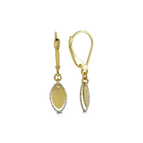 10K Yellow Gold French Clip Marquie Drop Earrings