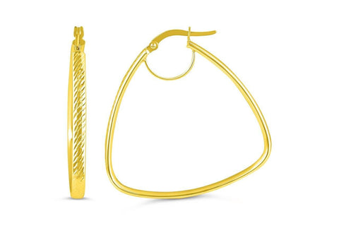 10K Yellow Gold Triangle Hoop Earrings