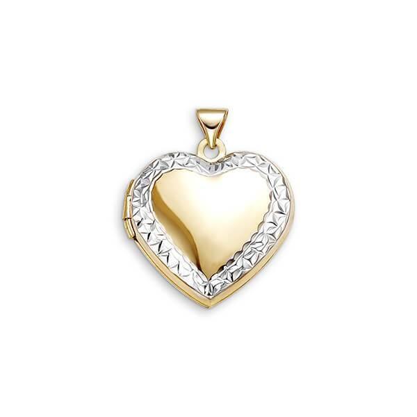 10K Yellow And White Gold Heart Locket