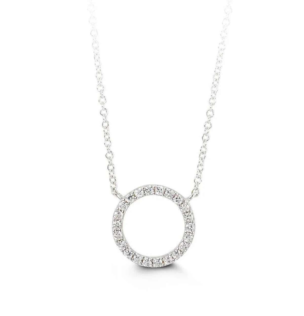 10K White Gold CZ Circle of Life Pendant with Chain