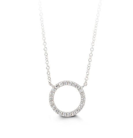 10K White Gold CZ Circle of Life Pendant with Chain