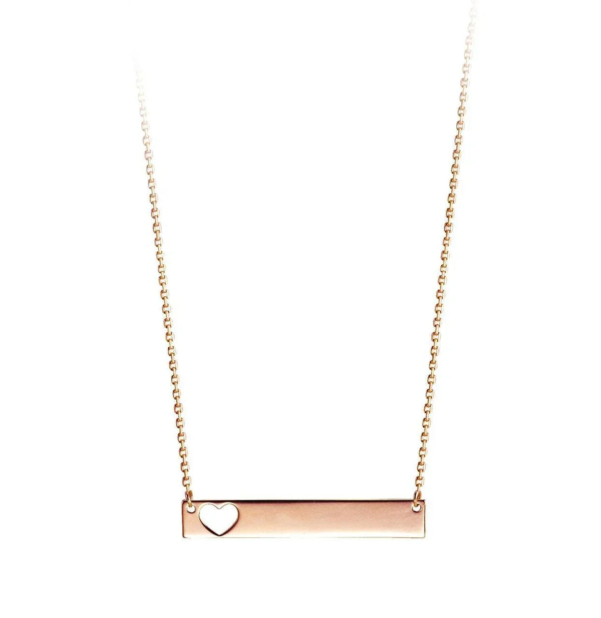 10K Rose Gold Horizontal Heart Bar Necklace