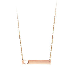 10K Rose Gold Horizontal Heart Bar Necklace