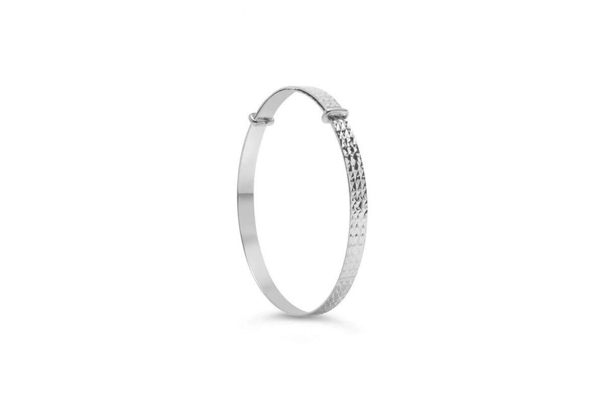 10K White Gold Laser Cut Baby Bangle