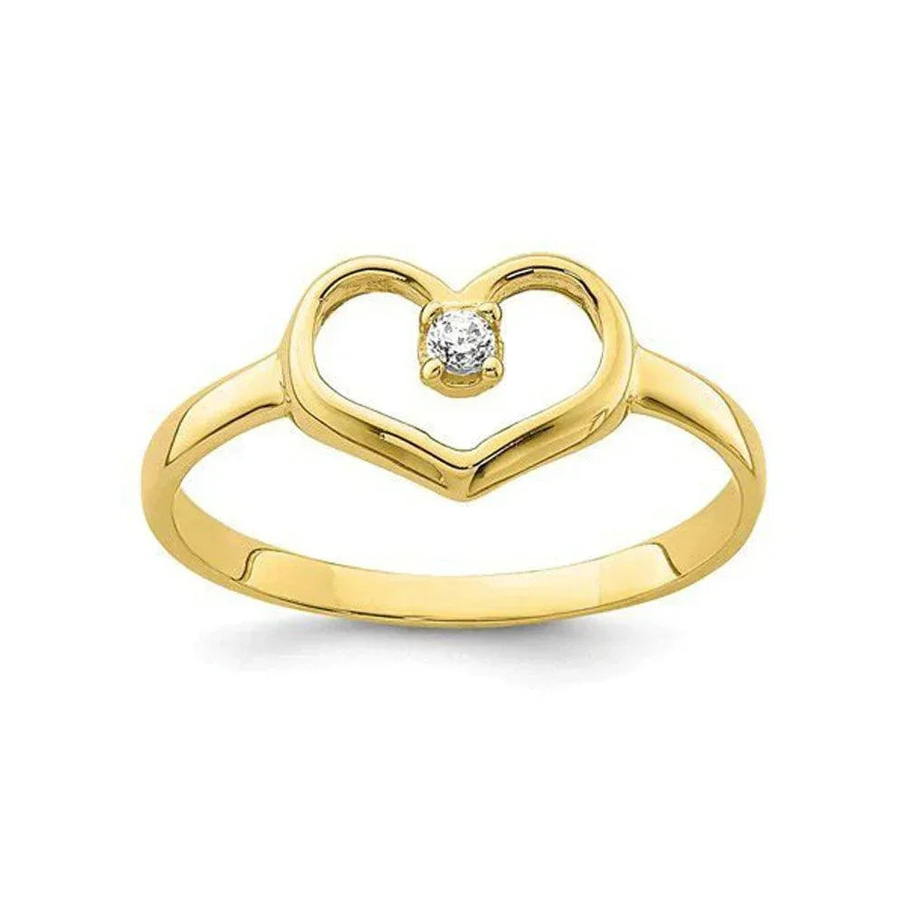 10K Yellow Gold Heart Shape CZ Baby Ring