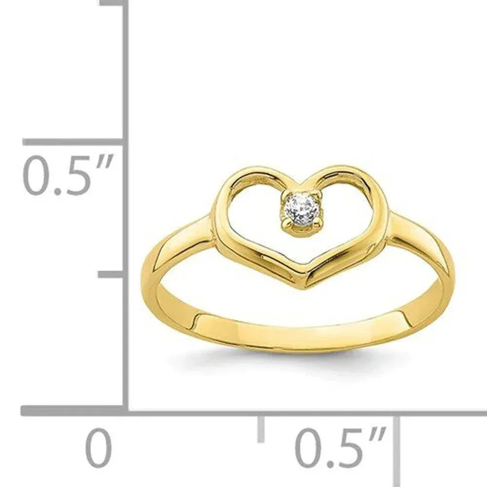 10K Yellow Gold Heart Shape CZ Baby Ring