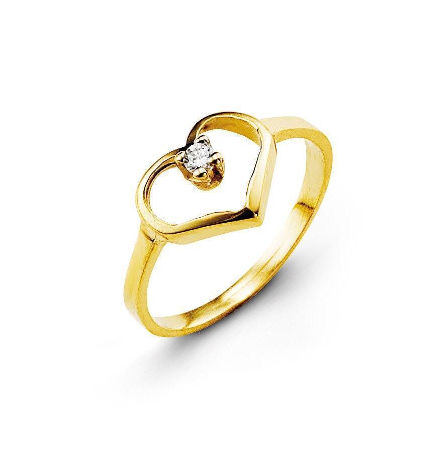 10K Yellow Gold Heart Shape CZ Baby Ring