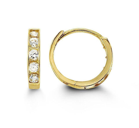 14K Yellow Gold CZ Baby Huggies