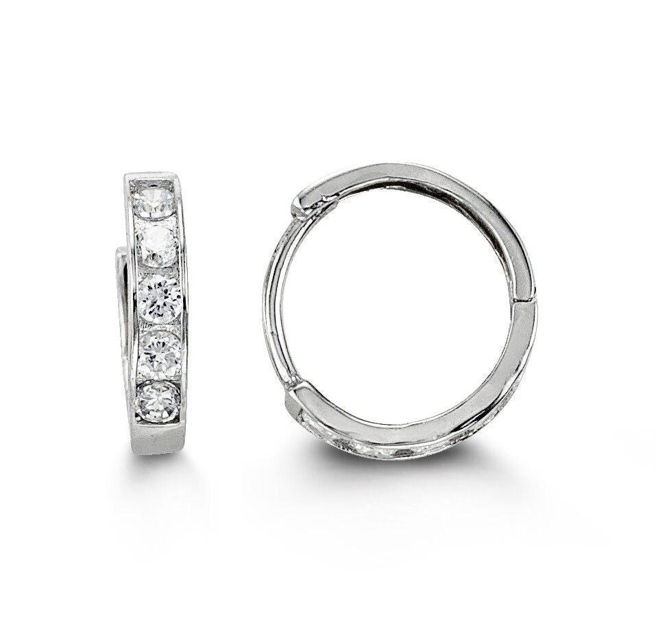 14K White Gold CZ Baby Huggies