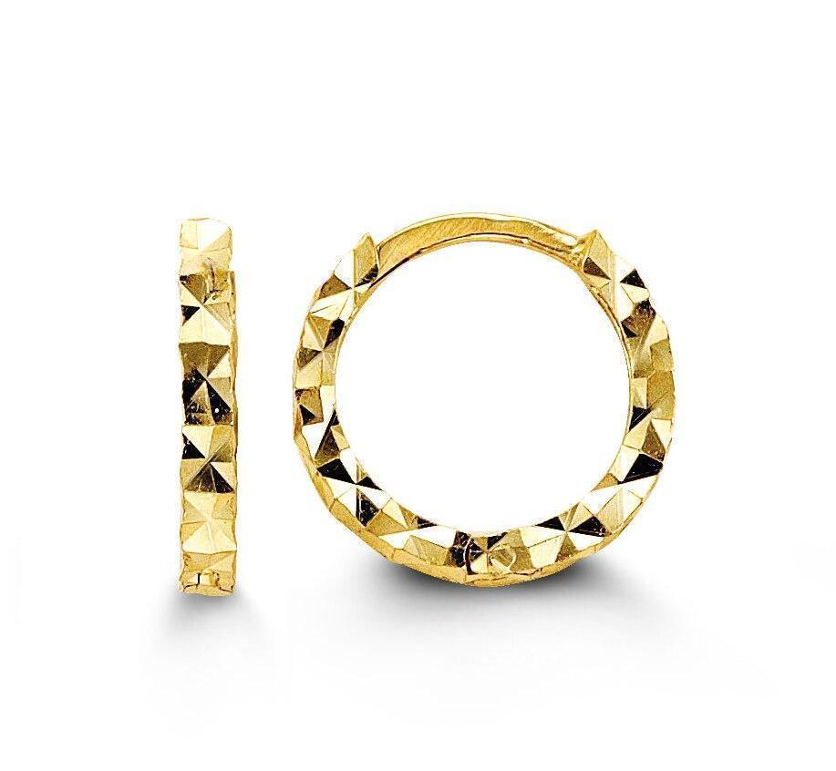 10K Yellow Gold Diamond Cut Baby Huggies