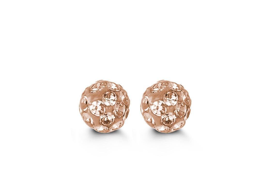 10K Yellow Gold Crystal Balls Baby Earrings
