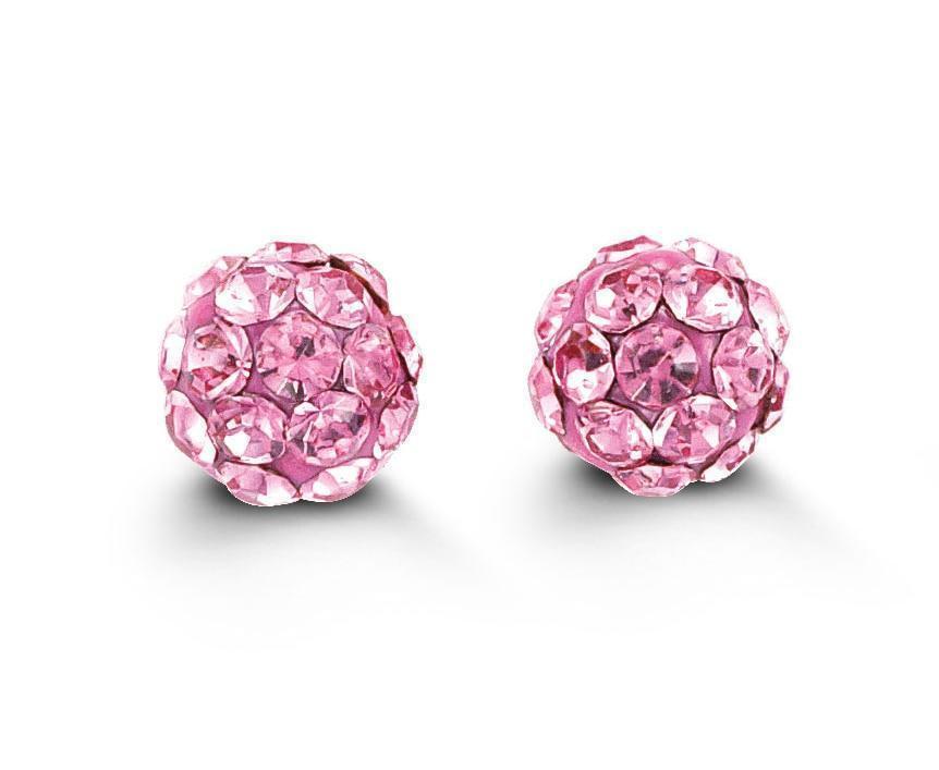 10K Yellow Gold Crystal Balls Baby Earrings