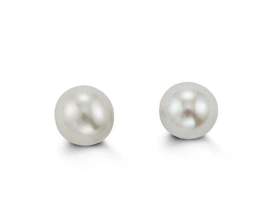14K White Gold Pearl Stud Earrings