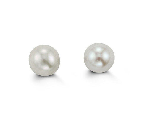14K White Gold Pearl Stud Earrings