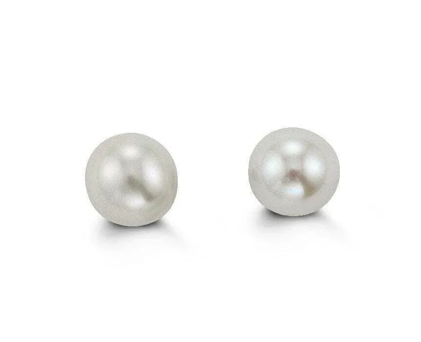 14K White Gold Pearl Stud Earrings