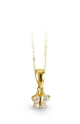 10k Yellow Gold Butterfly Shape White CZ Baby Pendant