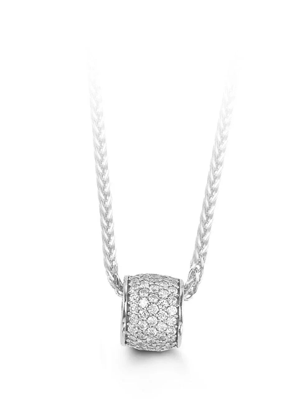 10K White Gold CZ Barrel Glider Pendant with Chain